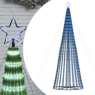 Afbeelding van vidaXL Arbre de Noël lumineux conique 688 LED bleu 300 cm, décoration Noël, lumière LED, cône extérieure