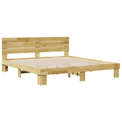 Afbeelding van vidaXL Bedframe hoofdeinde zonder matras 180x200 cm massief hout eiken