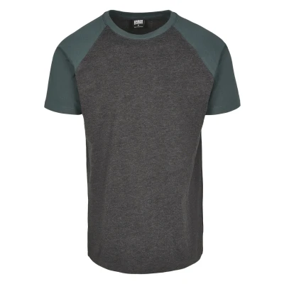 Afbeelding van Urban Classics Raglan Contrast Tshirt print, Heren, Maat: XXL, Charcoal/bottlegreen