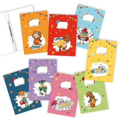 Afbeelding van Papierdrachen Set van 8 papieren kindermapjes A4 formaat Superheldendieren Ideaal schoolhemd 6