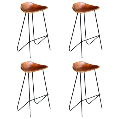 Afbeelding van vidaXL Barstoelen 4 st echt leer bruin