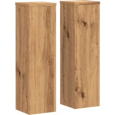Afbeelding van vidaXL Plantenstandaards 2 st 17x17x60 cm hout artisanaal eikenkleurig