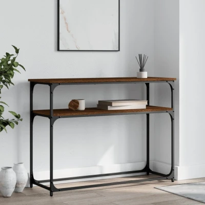 Afbeelding van Wandtafel 100x35,5x75 cm bewerkt hout bruin eikenkleur