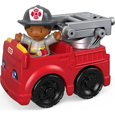 Afbeelding van Fisher Price Mattel GGT34 Little People brandweerman en brandweerwagen Set met figuur voertuig