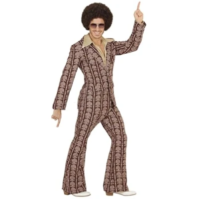 Afbeelding van Hippie kostuum Groovy George 70s Heren Kostuum, Old School Man Medium Carnaval Verkleedkleding