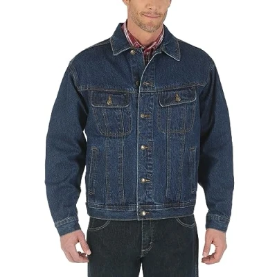 Afbeelding van Wrangler Robuuste, ongevoerde jeansjas voor heren, Antiek indigo, XXL, indigo.