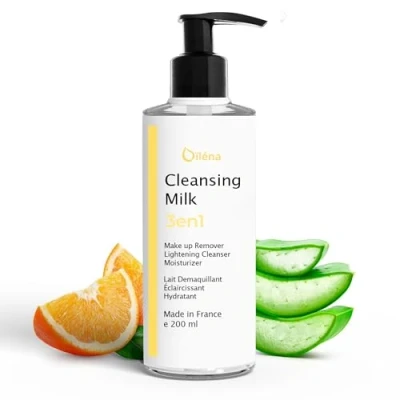 Afbeelding van 3 in 1 gezichtsreinigingsmelk, waterdichte make upremoverwerking, oogcontour en vlekbescherming, verrijkt met vitamine E aloë vera, ideaal voor de gevoelige huid, 200 ml