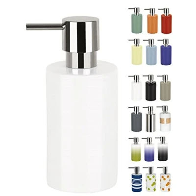 Afbeelding van Spirella zeeppompje/dispenser Sienna glans ivoor wit porselein 16 x 7 cm 300 ml badkamer/toilet/keuken