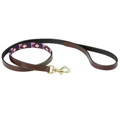 Afbeelding van Weatherbeeta Polo hondenriem, leer, motief cowdray, bruin / paars
