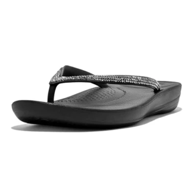 Afbeelding van Fitflop Iqushion Sparkle Teensandalen, Dames, Maat: 43, Black Kunststof
