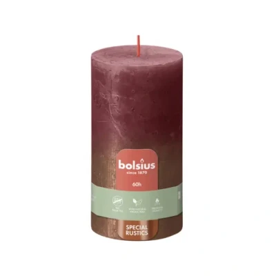 Afbeelding van Bolsius Stompkaars Sunset 130/68 Velvet Red + Copper Rood