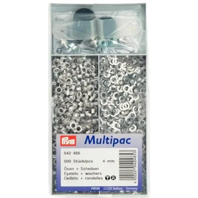 Afbeelding van Prym Set van 500 ogen en sluitringen zilver Ø 4 mm