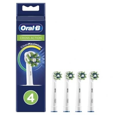 Image de Oral B CrossAction Brossette Avec Technologie CleanMaximiser, Lot De 4 Blanc