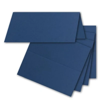 Afbeelding van 50x tafelkaarten in nachtblauw (blauw) 4,5 x 10 cm blanco plaatskaarten en naamkaarten voor bruiloft feest