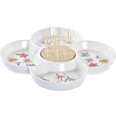 Afbeelding van Snackdienblad DKD Home Decor Natuurlijk Multicolour Keramiek Tropisch 22 x 7 cm