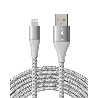 Afbeelding van Anker USB A naar Lightning 551 oplaadkabel MFi gecertificeerd 3 m voor iPhone 14/13/12/11/X/XS/XR/SE/8 Plus/7/6 en meer, zilver