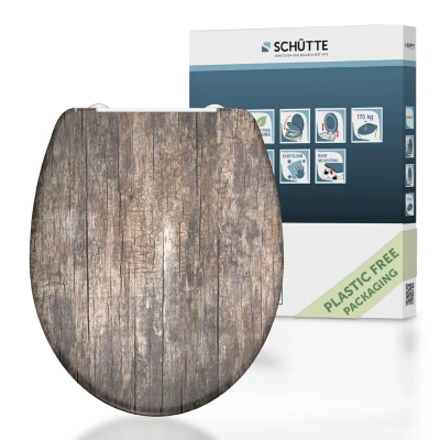 Afbeelding van Toiletbril met soft close OLD WOOD duroplast print