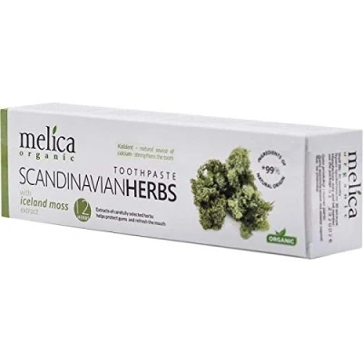Afbeelding van MELICA ORGANIC Biologisch Natuurlijke HELENDE TANDPASTA met Geneeskrachtige Scandinavische Kruiden, XYLITOL en KALIDENT CALCIUM voor GEVOELIGE Tanden zonder Fluoride, SLS, antiseptica 100g