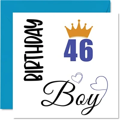 Afbeelding van verjaardagskaart voor mannen jongens verjaardagskaarten de 46e verjaardag, papa, broer, oom, neef, 145 mm x wenskaarten verjaardag
