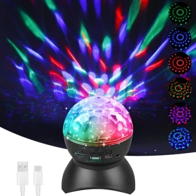 Afbeelding van discobal, oplaadbaar, RGB, led, luidspreker, bluetooth, 360 graden draaibaar, discolamp, mode, muziek, podiumverlichting, RGB decoratie voor thuis, verjaardag, Kerstmis, KTV