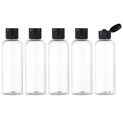 Afbeelding van MYLL 100ML Reisflessen set met flip cap (4 stuks), lege dispenser container voor cosmetica trechter (helder)