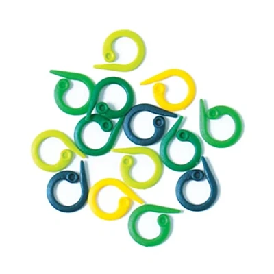 Image de KnitPro Lot de 30 marqueurs à anneaux fendus, vert, bleu, jaune