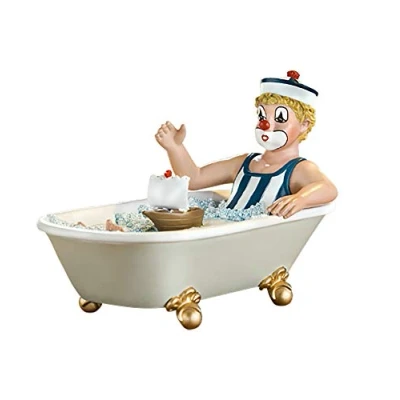 Afbeelding van Gilde Clown Kleine zeeclownfiguur in badkuip op grote rit, verzamelaccessoires, handgemaakte maritieme decoratie, geschenkdoos, hoogte 10 cm