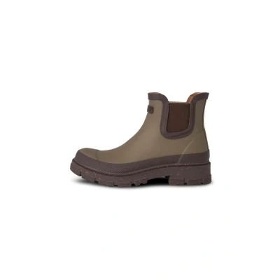 Afbeelding van Woden LIV Waterproof Enkellaarsjes met plateauzool, Dames, Maat: 37, Dark olive Rubber/ textiel