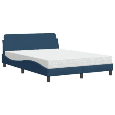 Afbeelding van vidaXL Bed met matras stof blauw 140x200 cm