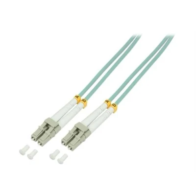 Image de LogiLink Cordon de raccordement LC multi mode (M) pour 10 m fibre optique duplex 50 / 125 microns OM3 sans halogène turquoise