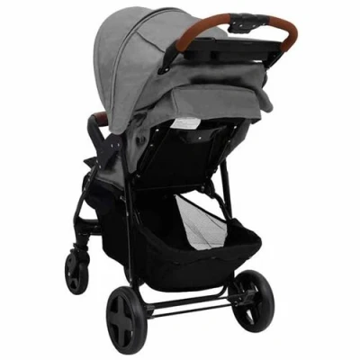 Image de vidaXL Poussette pour bébé 2 en 1 Gris clair Acier10371
