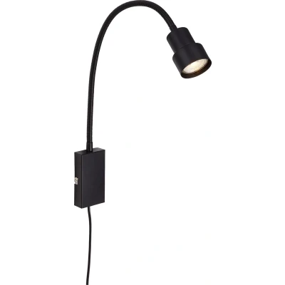Afbeelding van Briloner Leuchten TUSI bedlamp touch functie metaal zwaart 1xLED GU10 5W 400lm 3000K flex arm aan/uit schakelaar