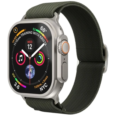 Afbeelding van Vonmählen Geweven polsband voor Apple Watch 38 40 41 mm olijfgroen (Nylon), Horlogebandjes, Groen