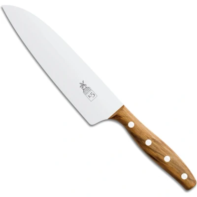 Afbeelding van Robert Herder K5 Koksmes XL RVS Licht Gebogen Lemmet 18 cm Heft Abrikooshout