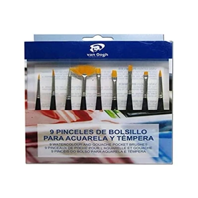 Afbeelding van van Gogh Set 9 penselen in mini formaat voor aquarel en tempera (doe het zelf)