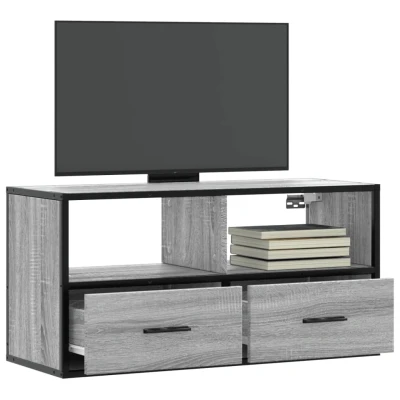 Afbeelding van vidaXL Tv meubel 80x31x39,5 cm bewerkt hout metaal grijs sonoma eiken