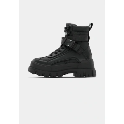 Afbeelding van Buffalo Aspha Veterboots, Dames, Maat: 41, Black Imitatieleer/ textiel
