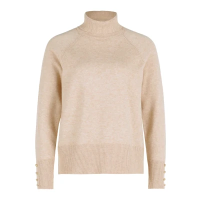 Afbeelding van Betty Barclay Rollkragen MIT KNÖPFEN Trui, Dames, Maat: 46, Classic beige mel