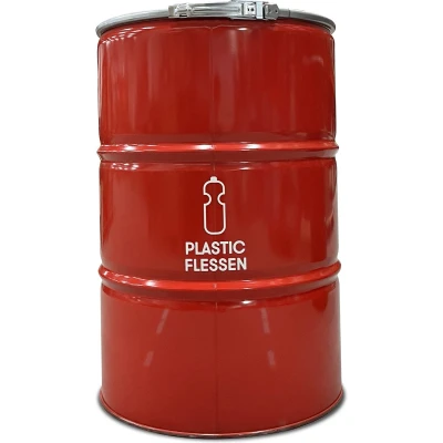Afbeelding van Prullenbak BinBin Hole red 200 Liter plastic flessen inzameling