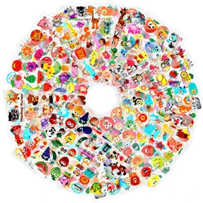 Afbeelding van HOWAF 3D gezwollen stickers voor kinderen en peuters, 700 stuks, kleurrijke dieren, fruit, kinderen, meisjes, jongens, scrapbook, beloningen, geschenken, 48 vellen kunsthandwerk