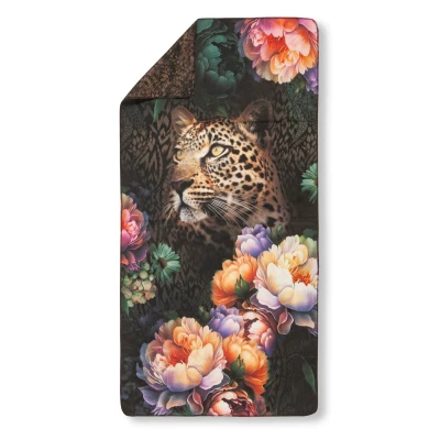 Afbeelding van HIP Sporthanddoek &quot;bloemen met een luipaard&quot; Multi (50x100 cm) Microvezel