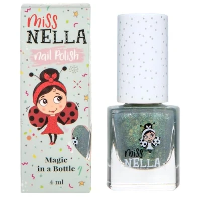 Afbeelding van Miss Nella Magic Collection Bibbidi Bobbidi Boo speciale zilver blauwe nagellak met glitter voor kinderen, peel off formule, op waterbasis en geurloos