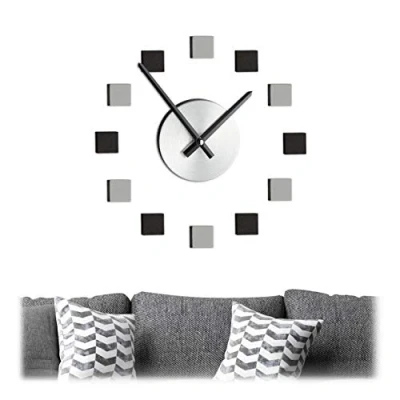 Afbeelding van Relaxdays wandklok 3D sticker DIY klok keuken muur analoge design