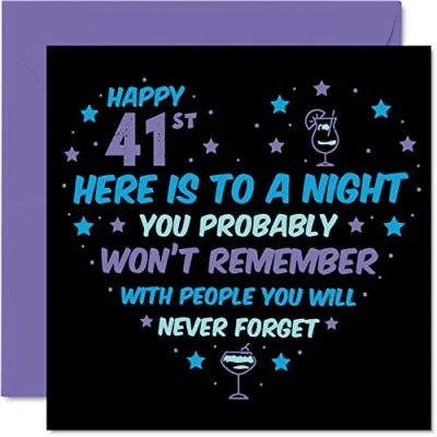 Afbeelding van Stuff4 Grappige verjaardagskaart voor 41e verjaardag mannen en vrouwen Won&#039;t Remember Verjaardagskaarten 41 jaar, broer, zus, tante, oom, neef, vriend, 145 mm x