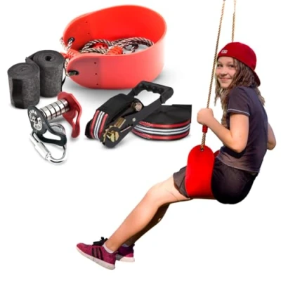 Afbeelding van Fofana Zipline set voor kinderen, slackline tuin en buiten, 19 m, Ninja Warrior hindernisbaan, Slider, speelgoed buiten