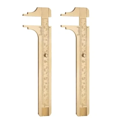Afbeelding van ZHYUAN Set van 2 schuifpoten messing, mini liniaal, schuifmaat draagbare schuifmaat, messing eenheden in millimeters en inch (100 mm)