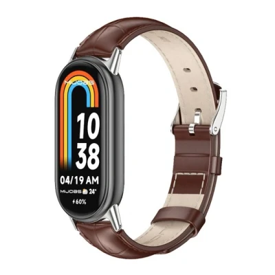 Afbeelding van Echt leren bandje Donkerbruin Xiaomi Smart band 8