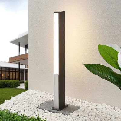 Afbeelding van Lucande LED buitenlamp roestvrij staal, aluminium, polycarbonaat H: 80 cm donkergrijs, wit