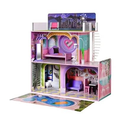 Afbeelding van Teamson Kids Poppenhuis Voor 12&quot; Poppen met 16 Accessoires Kinderspeelgoed Veelkleurig
