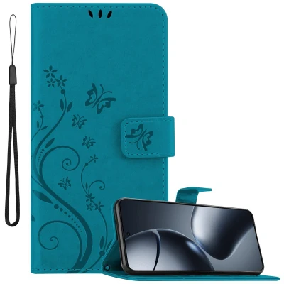 Afbeelding van Cadorabo Hoesje geschikt voor Xiaomi 14T Pro in BLOEMEN BLAUW Beschermhoes bloemmotief met magnetische sluiting, standfunctie en kaartsleuven Book Case Cover Etui